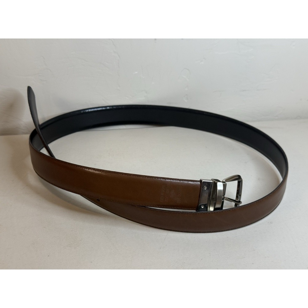 Men's Italian Leather 34/85 Reversible Twist Belt Black Brown 42" Dual Tone Euro